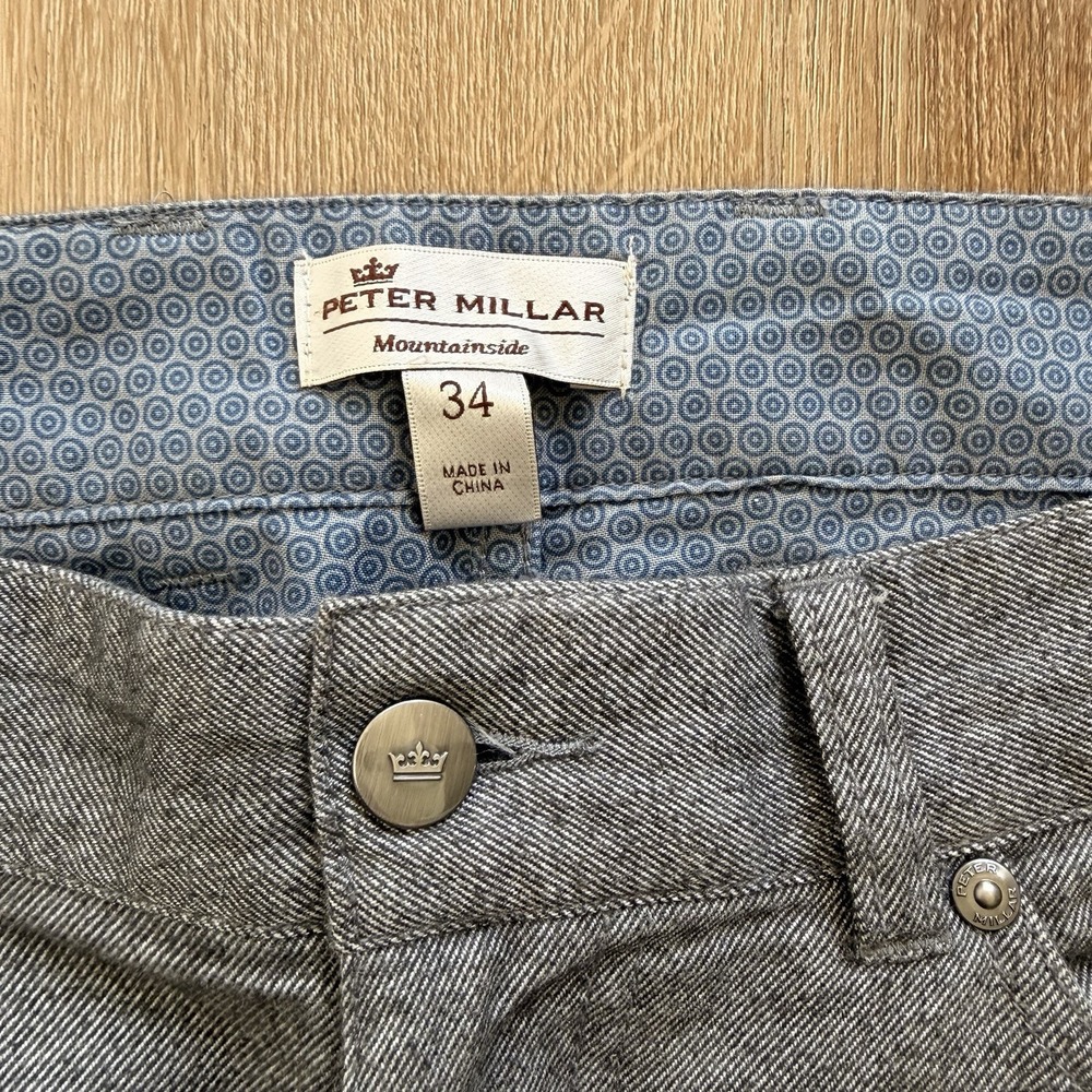 Peter Millar Pants Mens Dark Gray 34 Tall Mountainside Flannel Five Pocket Golf - Picture 2 of 7